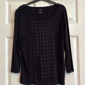 Talbots Black Long Sleeve with Flower Details